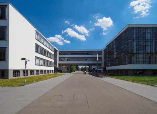 Dessau, Germany - Circa June 2019: The Bauhaus art school iconic building designed by architect Walter Gropius in 1925